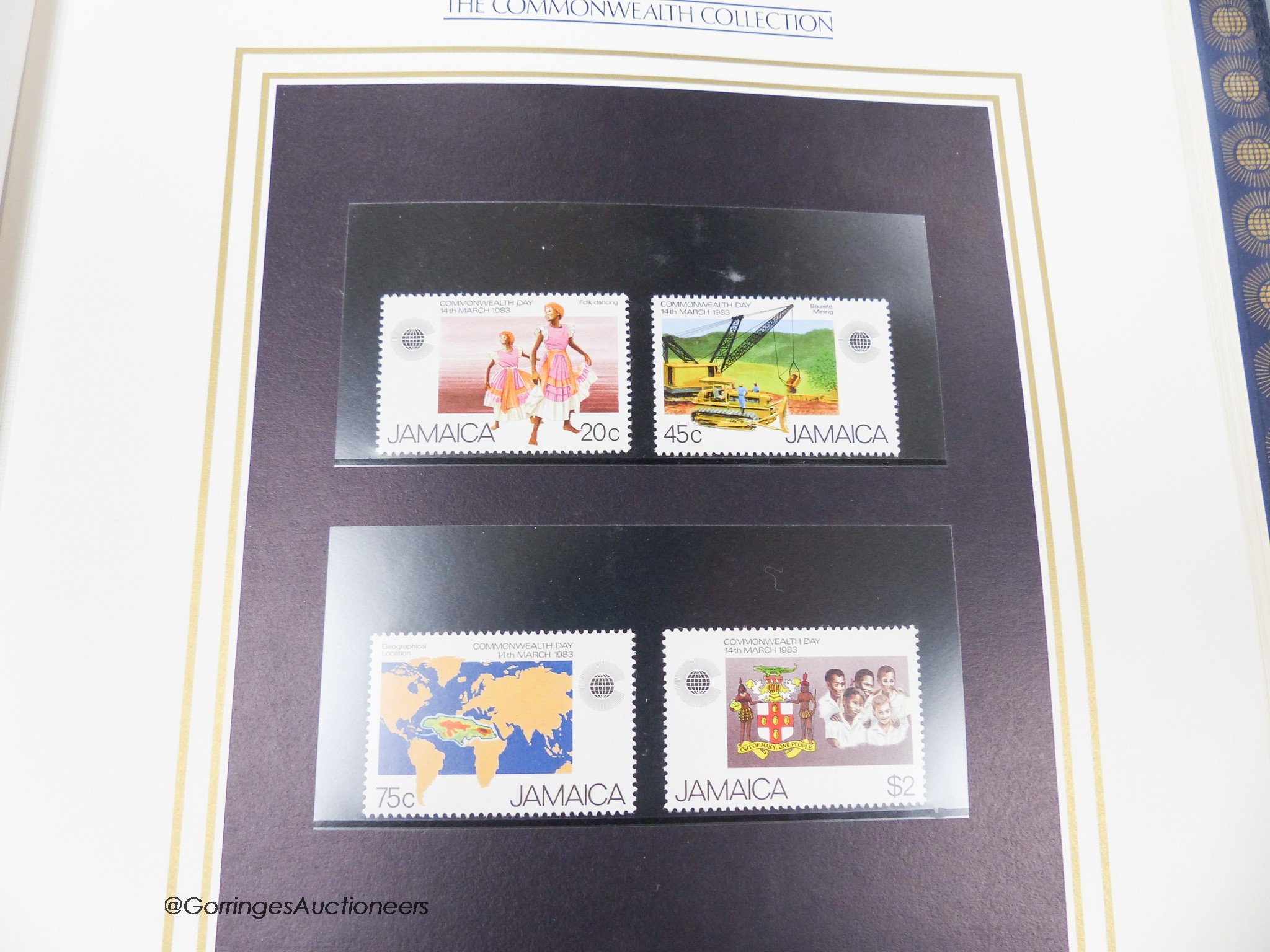 World stamps in five albums with British Commonwealth, China, India 1924 Everest postcard used (one box)